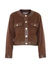 Urbancode Button-up Cropped Jacket In Brown