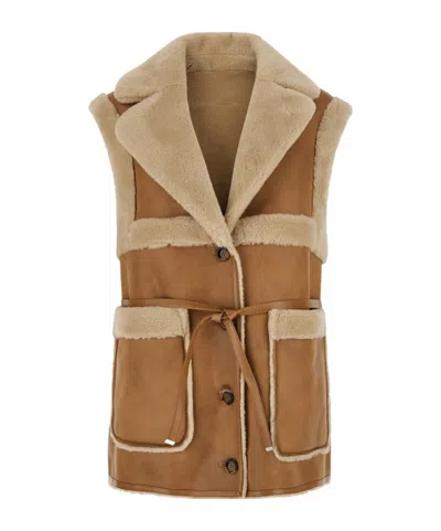 Urbancode Double-sided Lapel Vest In Brown