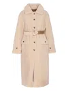 Urbancode Faux-fur Belted Coat In Neutral