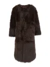 Urbancode Long Coat Faux Fur Reversible In Brown