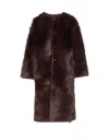 Urbancode Long Coat Faux Fur Reversible In Brown