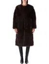 Urbancode Brown Shearling With Hidden Front Fastening In Faux Fur Woman In Brown