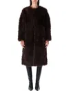 Urbancode Brown Shearling With Hidden Front Fastening In Faux Fur Woman In Brown