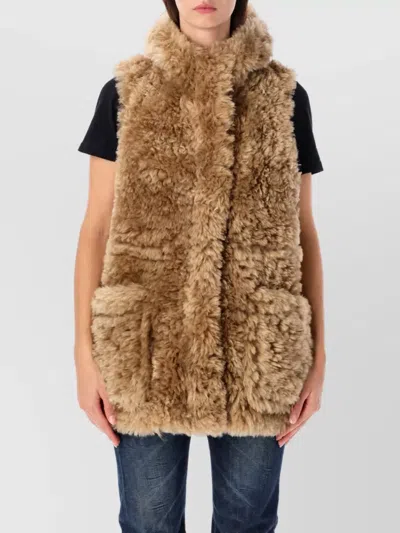 Urbancode Faux Fur Hooded Vest In Brown