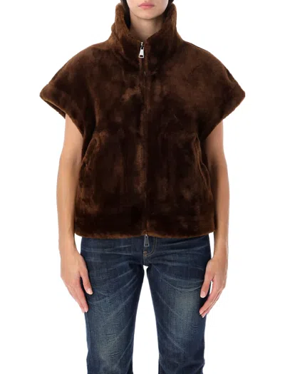 Urbancode Faux Fur Zip-front Vest In Multi