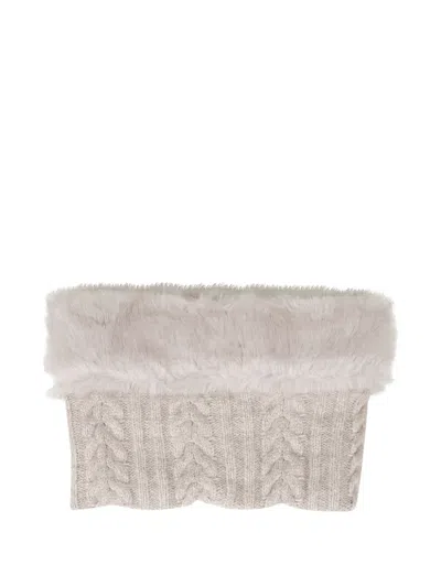 Urbancode Faux-fur Cable-knit Snood In Neutral