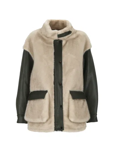 Urbancode Faux-fur Panelled Jacket In Gold