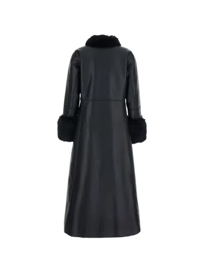 Urbancode Faux-fur Trim Coat In Black