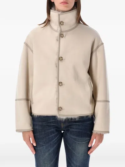 Urbancode Funnel-neck Reversible Jacket In Neutral