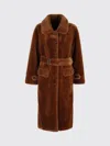 Urbancode Belted Button-front Coat In Brown