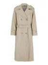 Urbancode Grey Double-breasted Trench Coat With Wide Notched Revers In Tech Fabric Woman In Grey