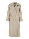 Urbancode Grey Double-breasted Trench Coat With Wide Notched Revers In Tech Fabric Woman