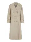 Urbancode Grey Double-breasted Trench Coat With Wide Notched Revers In Tech Fabric Woman In Grey