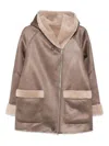 Urbancode Hooded Shearling-trimmed Coat In Brown