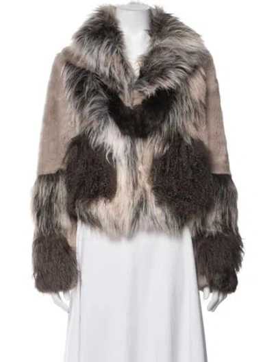 Pre-owned Urbancode Patterned Fur Jacket W/ Tags In Neutrals