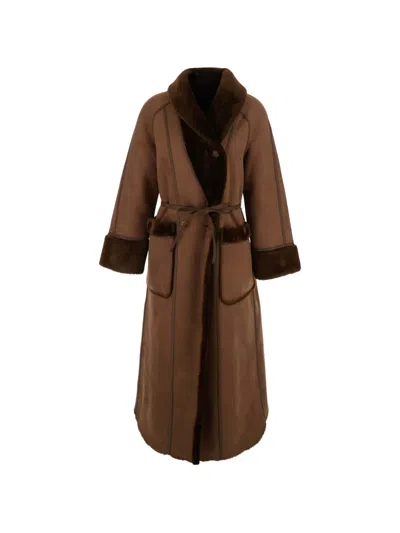 Urbancode Reversible Belted Coat In Brown