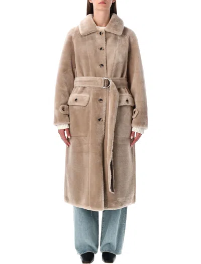 URBANCODE URBANCODE REVERSIBLE FAUX FUR BELTED COAT WITH SUEDE INTERIOR