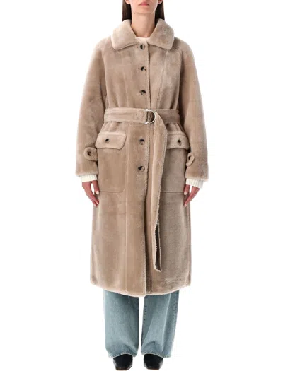 URBANCODE REVERSIBLE FAUX FUR BELTED COAT WITH SUEDE INTERIOR