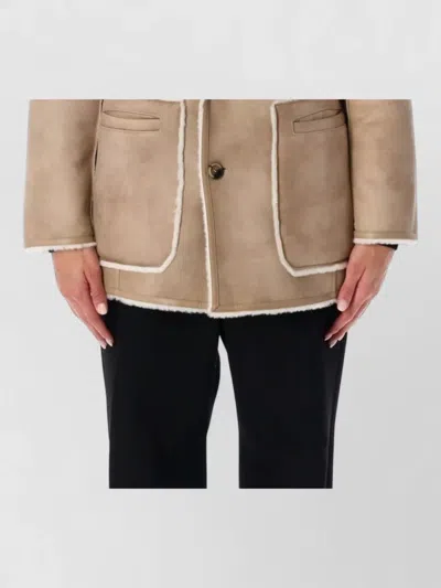 Urbancode Reversible Faux Fur Coat Tailored Lapels In Brown