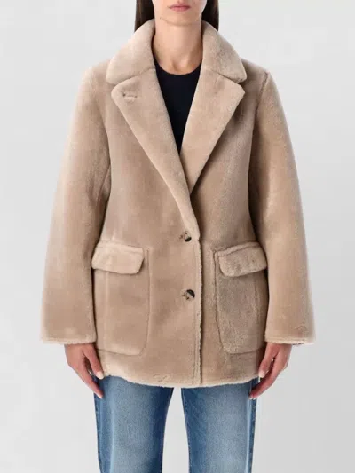 Urbancode Reversible Faux Fur Coat Tailored Lapels In Multi