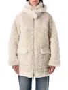 Urbancode Reversible Faux Fur Coat With Hood In Neutral