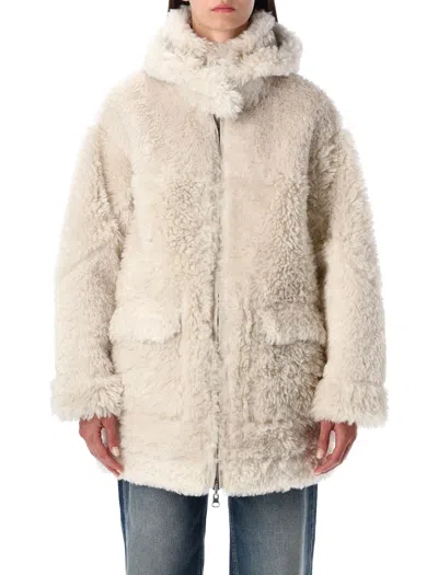 Urbancode Reversible Faux Fur Coat With Hood In Neutral