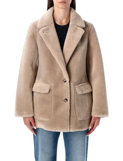 Urbancode Reversible Faux Fur Coat With Suede Interior In Neutral