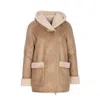 Urbancode Hooded Shearling-trimmed Coat In Brown