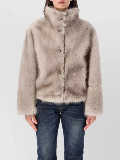 Urbancode Reversible Faux Fur Short Jacket In Neutral