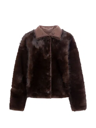 Urbancode Reversible Faux-fur Coat In Brown