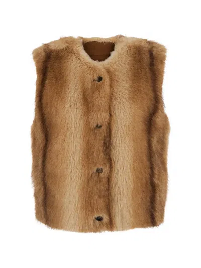 Urbancode Reversible Faux-fur Gilet In Brown