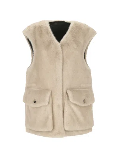 Urbancode Reversible Faux-fur Gilet In Neutral