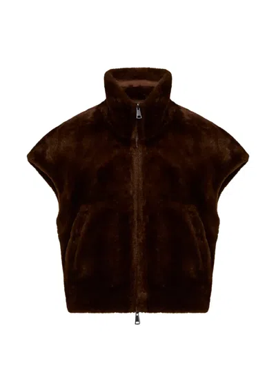 Urbancode Reversible Faux-shearling Gilet In Brown