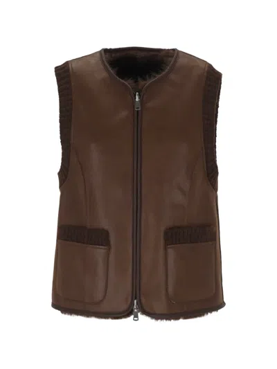 Urbancode Reversible Toscana Faux-fur Panels Gilet In Brown