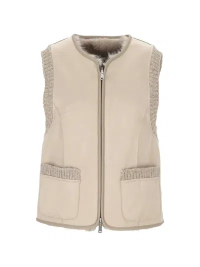 Urbancode Ribbed-knit Panelled Jacket In Brown