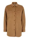 Urbancode Brown Shirt With Classic Collar In Tech Fabric Stretch Woman In Brown