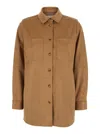 Urbancode Brown Shirt With Classic Collar In Tech Fabric Stretch Woman In Brown