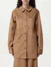 Urbancode Brown Shirt With Classic Collar In Tech Fabric Stretch Woman In Beige