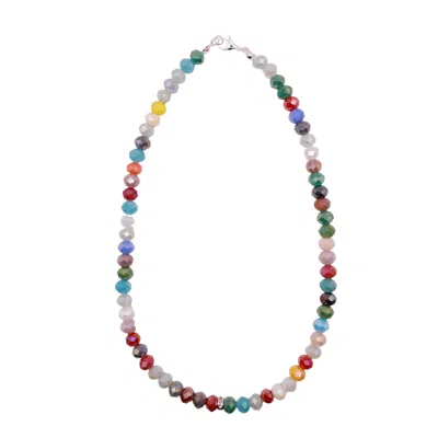 Urbane Jewelry Studio Men's Abstract Rainbow Crystal Necklace In Gray