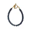 Urbane Jewelry Studio Men's Blue / Black Solstice Noire Pearl Bracelet In Blue
