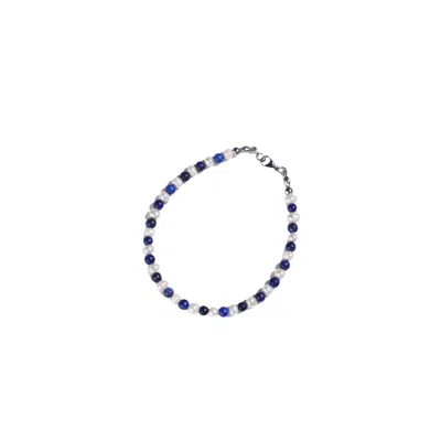 Urbane Jewelry Studio Men's Blue / White Sigma Pearl & Lapis Bracelet In Multi
