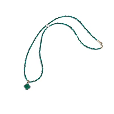 Urbane Jewelry Studio Men's Green / Gold Lucky Malachite Clover Necklace In Multi
