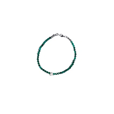 Urbane Jewelry Studio Men's Green / Silver / White Micro Malachite Bracelet In Multi