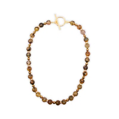 Urbane Jewelry Studio Women's Gold / Brown Rich Passion - Fire Agate & Hematite Necklace In Gold/brown