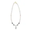 Urbane Jewelry Studio Women's White / Black / Blue Obsidian Tide Pearl Necklace In Multi