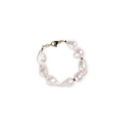 Urbane Jewelry Studio Women's White / Gold Judith Baroque Pearl Bracelet In White/gold