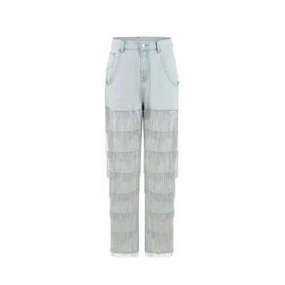 Urbanic Blue Rhinestone Straight Leg Jeans - Light Denim