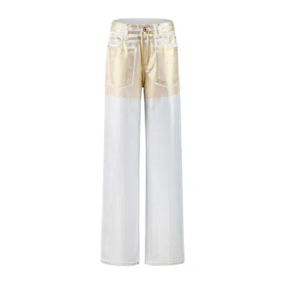 Urbanic Colour Block Straight Leg Jeans - Gold