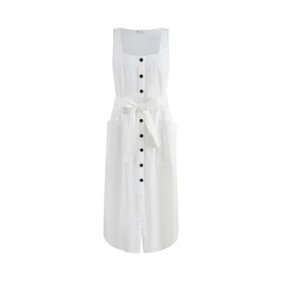 Urbanic Women's Buttoned Tank Dress With Belt - White