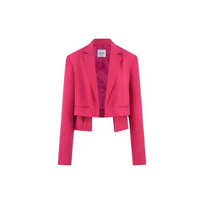 Urbanic Women's Pink / Purple Cropped Classic Blazer With Pocket - Pink In Pink/purple